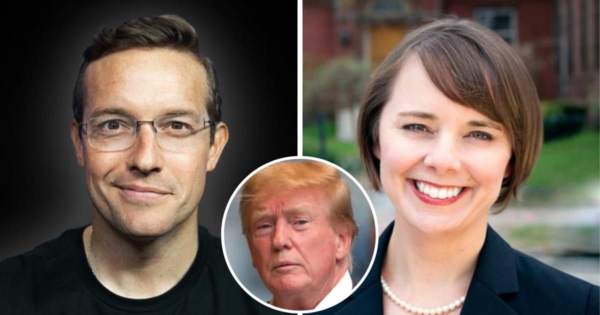Benny Johnson blasted Shenna Bellows after Donald Trump was barred from the Maine ballot (X, @bennyjohnson, @shennabellows, Getty Images)