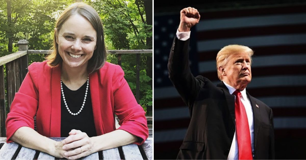 Maine Secretary of State Shenna Bellows disclosed having received threats after removing Trump from state's ballot (@shennabellows/Instagram, @realdonaldtrump/Instagram)