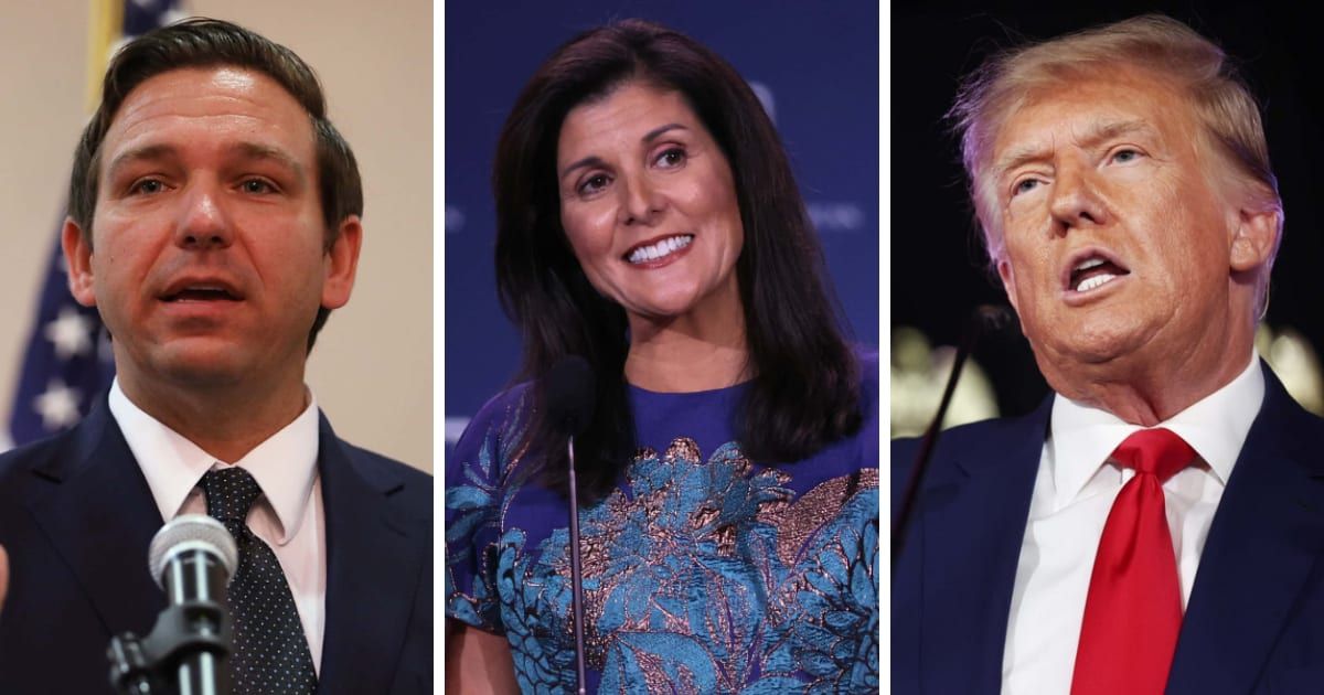 Ron DeSantis questioned Nikki Haley if she was trying to defeat Donald Trump or becoming his VP (Getty Images)