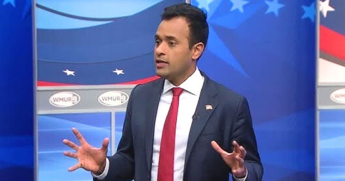 Presidential hopeful Vivek Ramaswamy was hailed on social media for his straightforward response to a sensitive question about racism (YouTube/WMUR-TV)