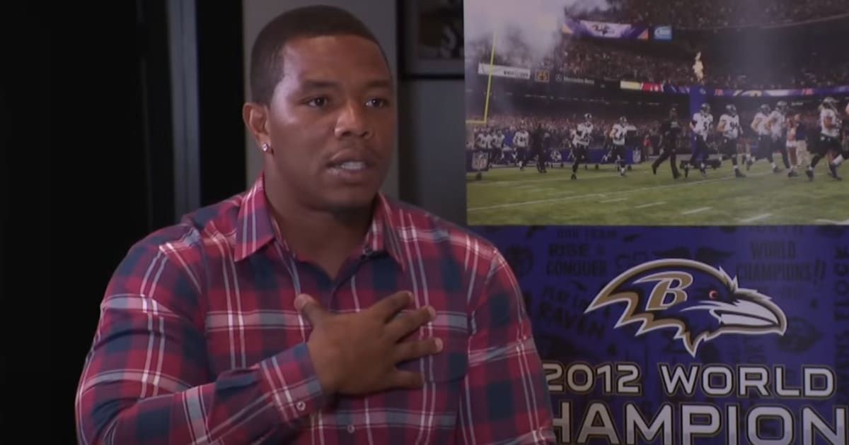 Ray Rice was banned from the NFL due to the 2014 domestic violence incident (WJZ/YouTube)