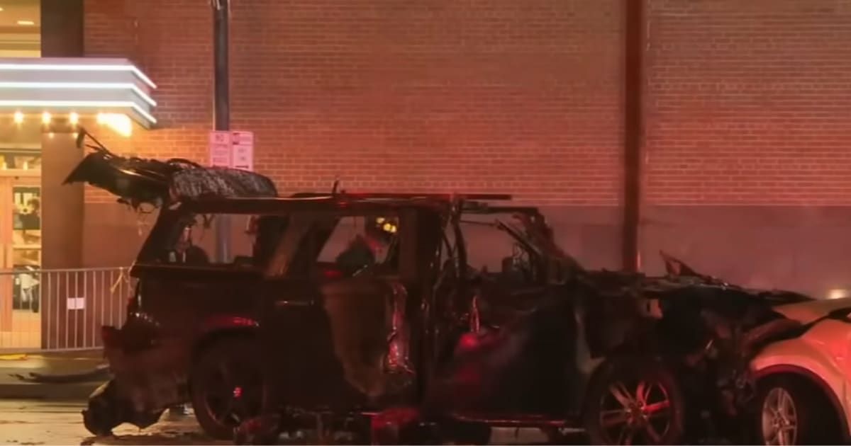 The shocking incident is being investigated as a potential domestic terror attack after police found gasoline canisters in the suspect's rented vehicle (ABC 7 NY/YouTube)