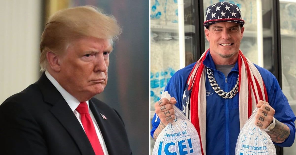 Donald Trump appeared uninterested during Vanilla Ice's performance at his New Year's Eve party (Getty Images, @vanillaiceofficial/Instagram)
