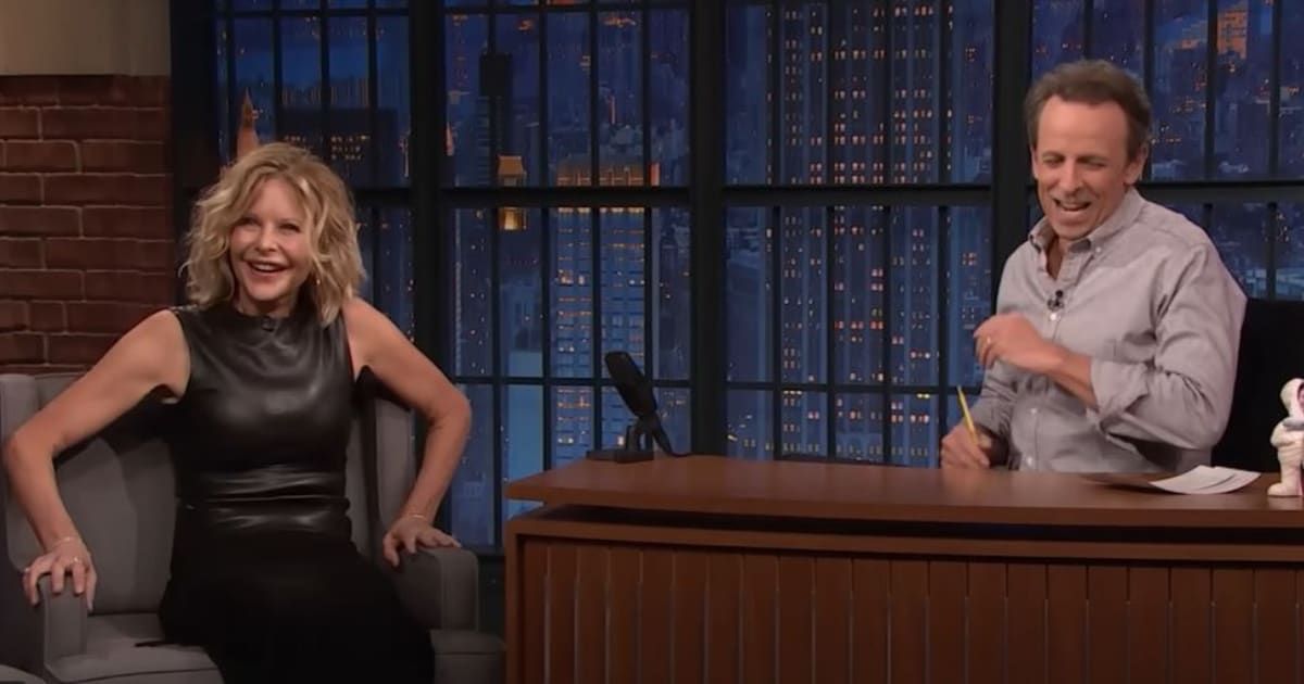 Meg Ryan appeared on 'Late Night with Seth Meyers' to discuss her film 'What Happens Later' 
(Late Night with Seth Meyers)