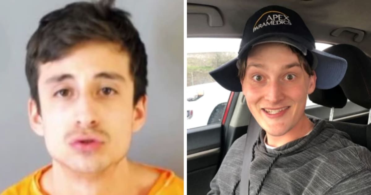 Holden (R) was shot multiple times and fell to the ground, authorities said (Thornton Police Department and YouTube/9News)