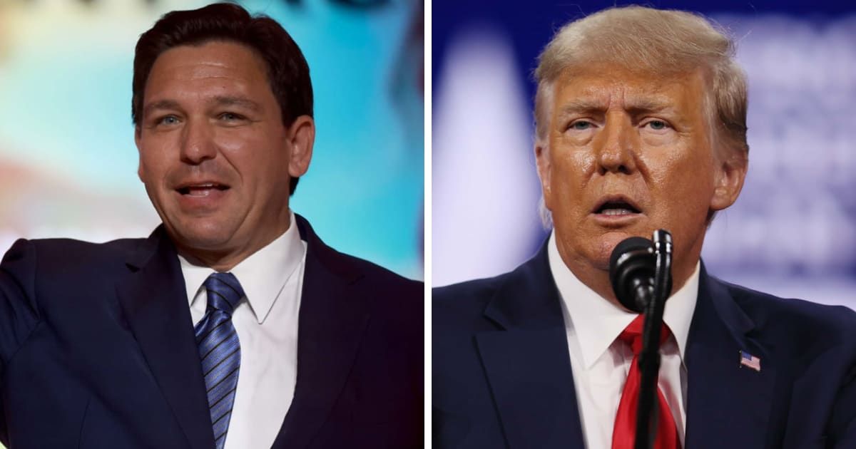 Ron DeSantis said that the media is pressuring the GOP presidential candidates to 'smear' former POTUS Donald Trump (Getty Images)