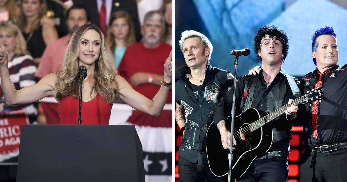 Lara Trump, described as an amateur singer and known for her marriage to Eric Trump, criticized Green Day for their modified lyrics referencing MAGA in the song 'American Idiot' (Getty Images)