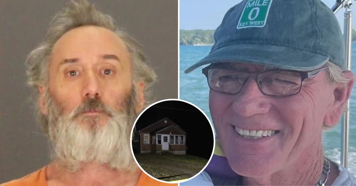 J 'Bob' Silver (R) was killed while performing his duty of delivering an eviction notice on December 28 to Michael Stickler (L) (Pollock-Randall Funeral Home, Fox 2 Screenshots)