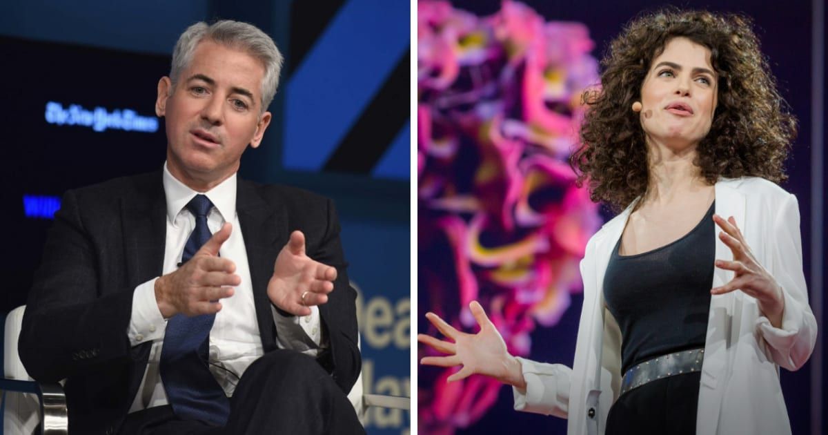 Neri Oxman (R), 47, married Bill Ackman (L) in 2019 during her tenure as a professor at MIT's Media Lab (Getty Images, TED Talks/YouTube)