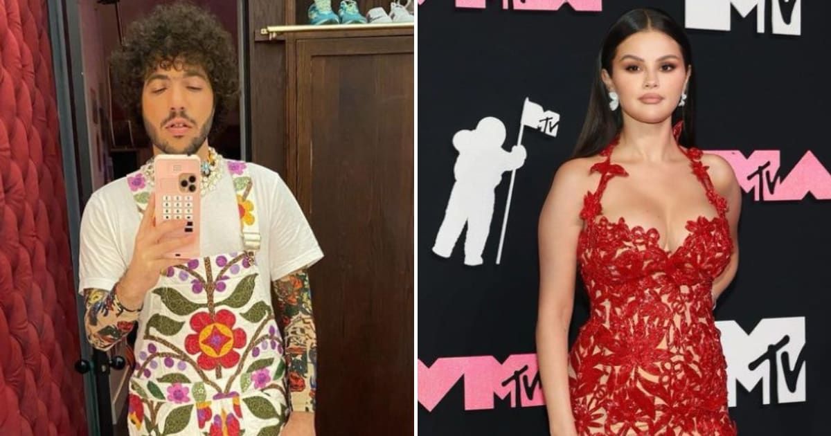 Benny Blanco goes barefoot during Lakers game date with girlfriend Selena Gomez (@itsbennyblanco, @selenagomez/Instagram)