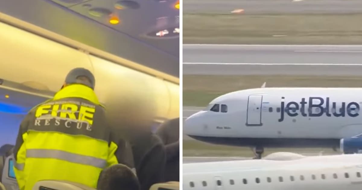 JetBlue flight from Fort Lauderdale to Boston was forced to make emergency landing in Orlando (Channel 5 Boston/YouTube)