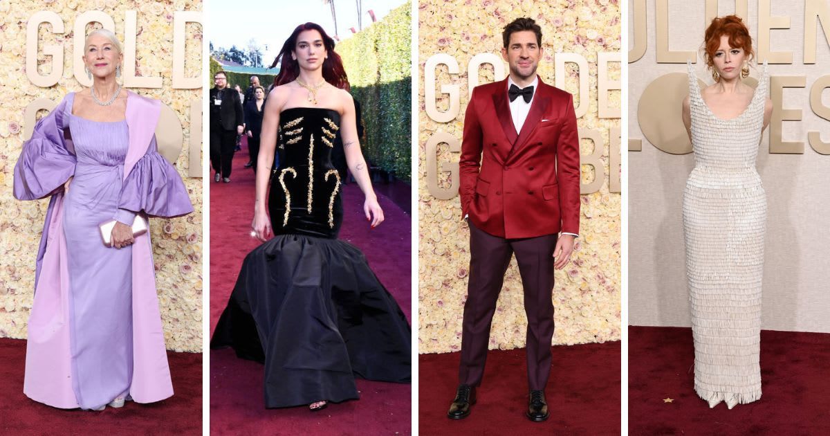 Helen Mirren, Dua Lipa, John Krasinki and Natasha Lyonne were among the worst-dressed celebrities at the 81st Golden Globes (John Salangsang, Earl Gibson III/Golden Globes 2024/ via Getty Images, Amy Sussman/Getty Images, Steve Granitz/FilmMagic)
