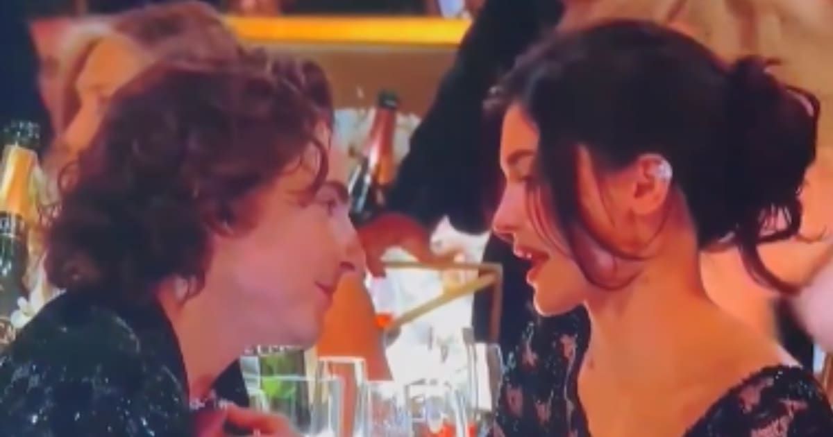 The viral 'cringe' kiss between Timothee Chalamet and Kylie Jenner has set the online world abuzz (@PopCrave/X)