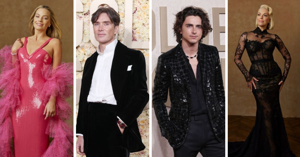 Margot Robbie, Cillian Murphy, Timothee Chalamet, and Hannah Waddingham
at Golden Globes 2024 (Getty Images/ Dan Doperalski/Golden Globes 2024, John Salangsang, and Dan Doperalski)