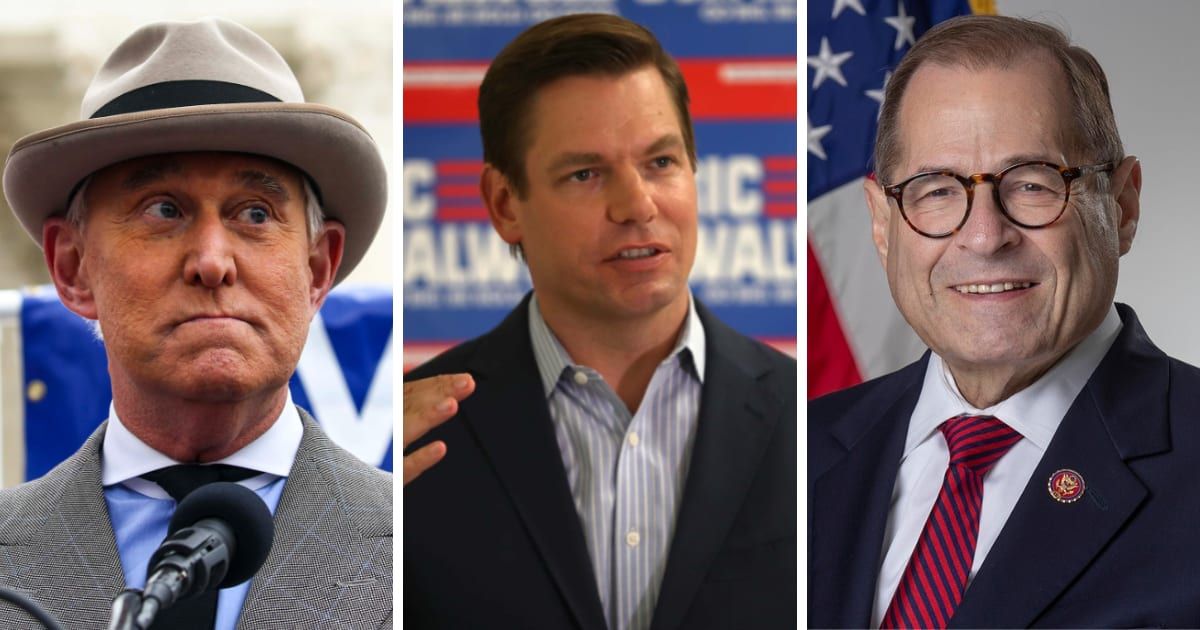An unconfirmed report claimed Roger Stone discussed assassinating Congressmen Eric Swalwell and Jerry Nadler before the 2020 election (Getty Images, Congressman Jerry Nadler/Facebook)
