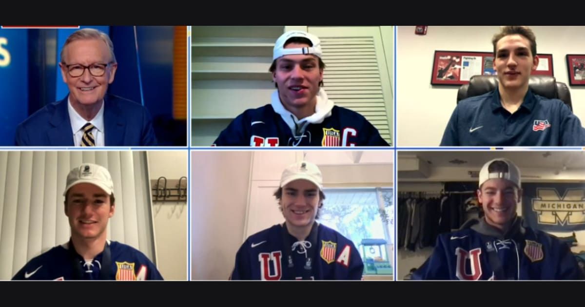 Steve Doocy spoke to the members of the US National Junior Team for hockey on the January 8, 2024 episode of 'Fox & Friends' (Fox News Screengrab)