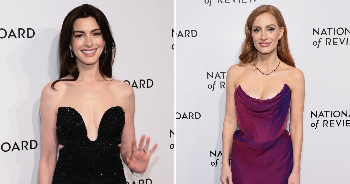 Anne Hathaway and Jessica Chastain stole the show with their stunning gowns at the 2024 National Board Of Review Awards Gala (Dimitrios Kambouris/Getty Images)