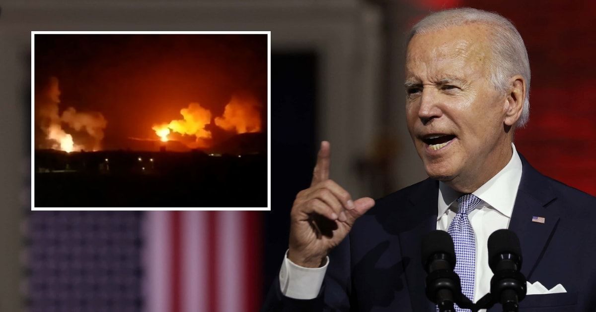 President Joe Biden was slammed for airstrikes against Houthi targets in Yemen on Thursday, January 11 (Al-Masira TV, Getty Images)