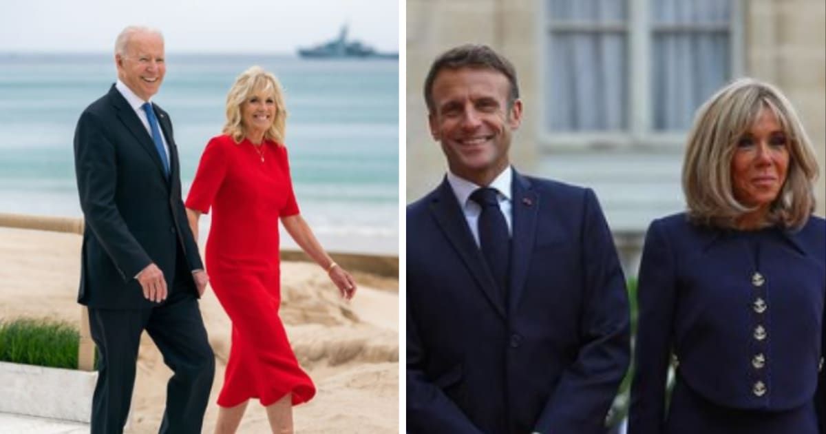 Jill and Joe Biden, and Brigitte and Emmanuel Macron are powerful couples who married their respective partners despite big age gaps (Instagram/ @flotus and @emmanuelmacron)