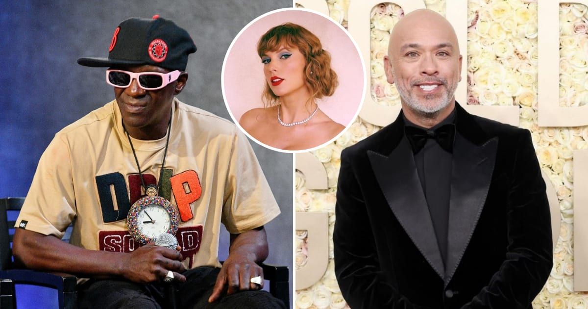 Flavor Flav stands in support of Taylor Swift, calling out Jo Koy for his joke at Golden Globes 2024 (GettyImages, taylorswift, jokoy/Instagram)