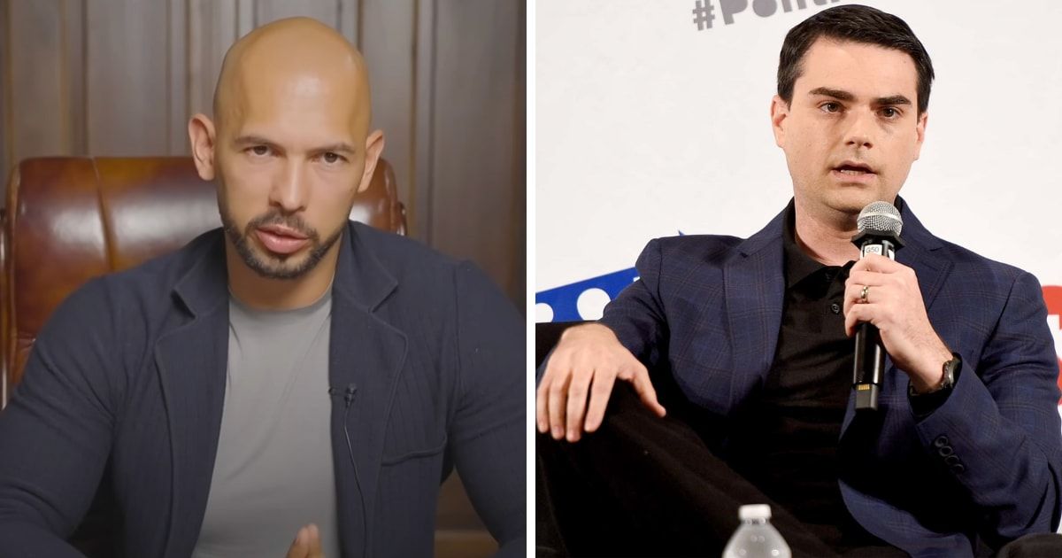 In a post directed at Shapiro (R), Tate (L) posed a question implying that a passageway connects a synagogue to a nearby children's museum (The Real World/YouTube, Getty Images)