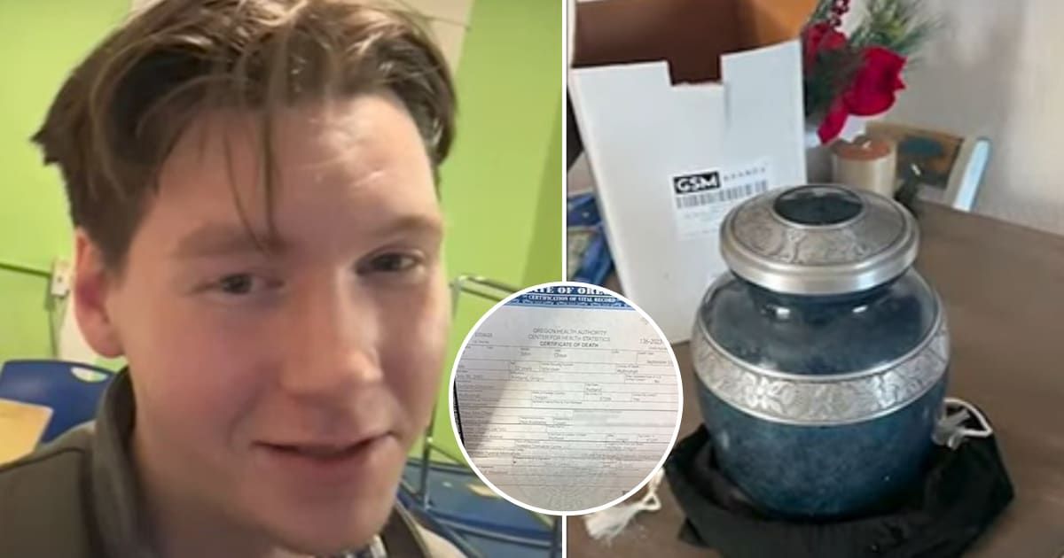 Tyler Chase was shocked to know he had been declared dead as his family had been sent urn of ashes of a stranger in his name (Fox 12/ Screenshots)