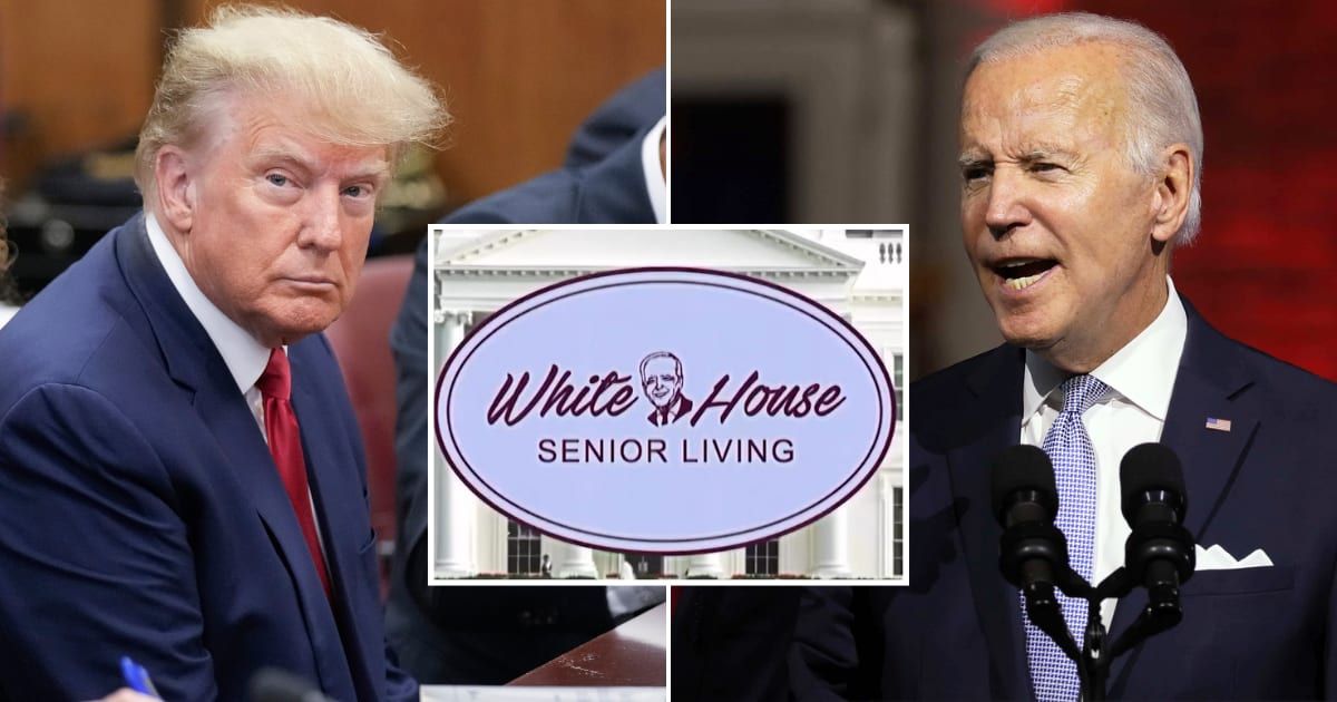 Donald Trump takes a dig at President Joe Biden with the 'White House Senior Living' ad (Getty Images)