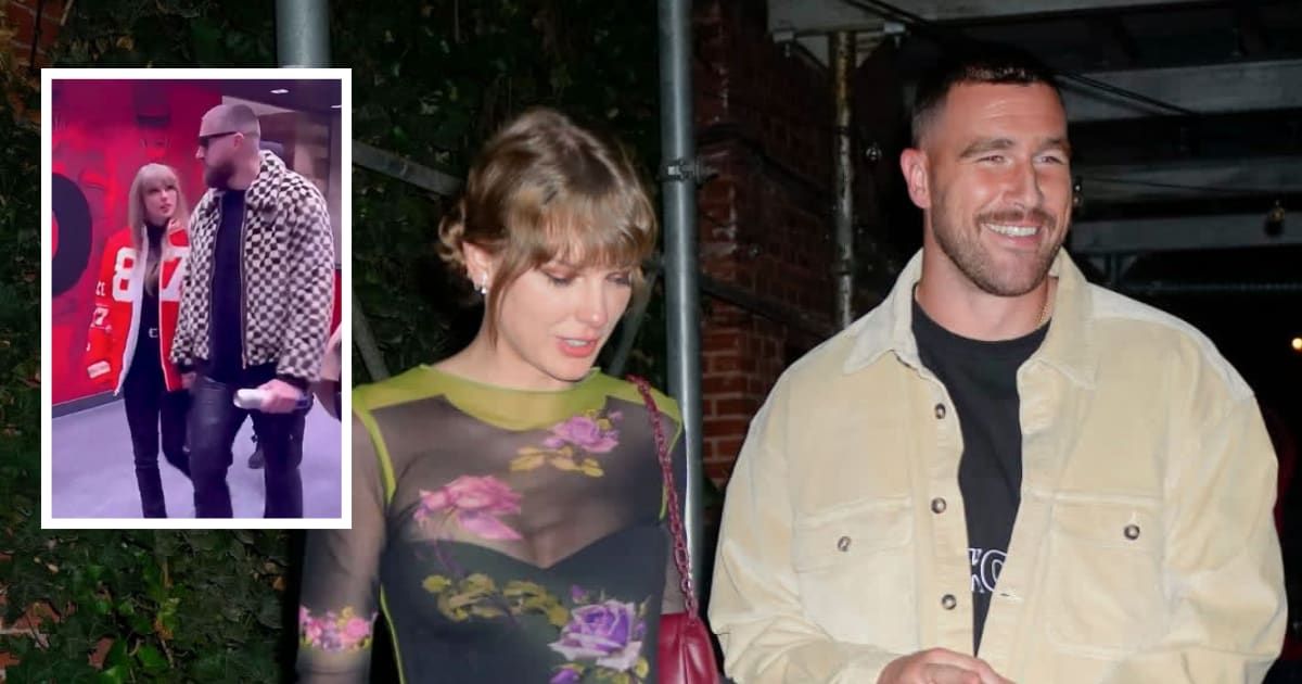 Taylor Swift and Travis Kelce were spotted leaving Arrowhead Stadium in Missouri after the Chiefs won against the Dolphins (@inmydream1/X, Gotham/GC Images)