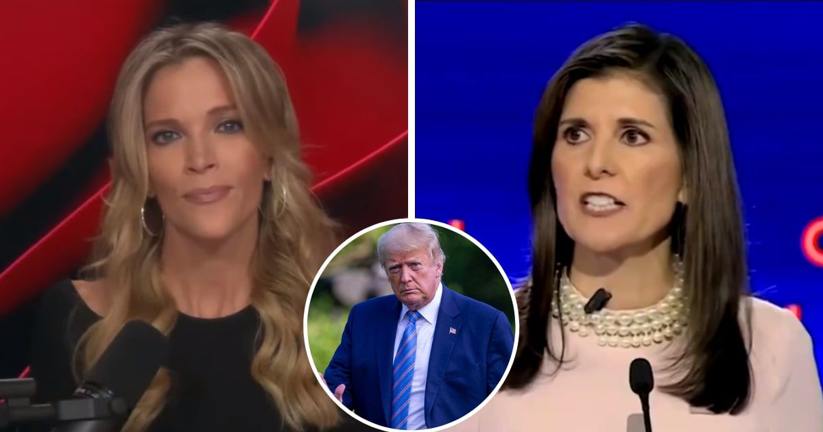 Megyn Kelly was slammed for having different takes on Nikki Haley and Donald Trump avoiding a straight response on the topic of gender swap (Screengrab/Megyn Kelly/YouTube, Getty Images, Screengrab/CNN)