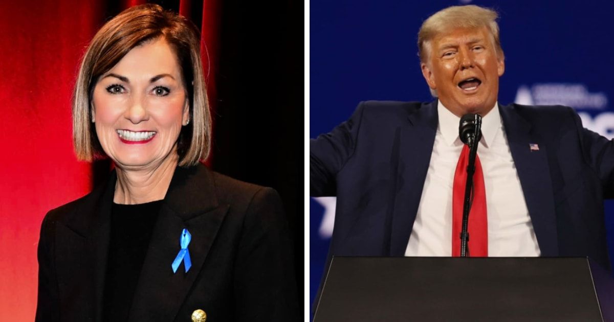 Iowa Gov Kim Reynolds pledged to support Donald Trump if he grabs the GOP presidential nomination (Governor Kim Reynolds/Facebook, Getty Images)