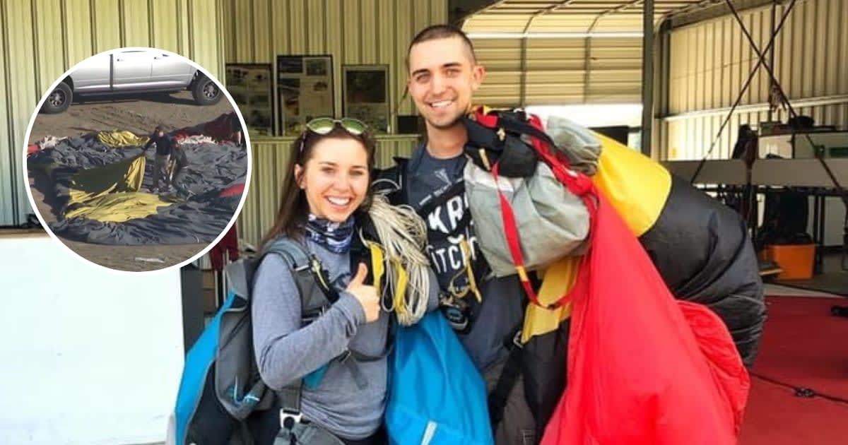 Kinsey Taylor received a heartbreaking final text from hot air balloon crash victim Chayton Wiescholek after she safely landed skydiving from the doomed balloon (Facebook, Fox 14. Screengrab)