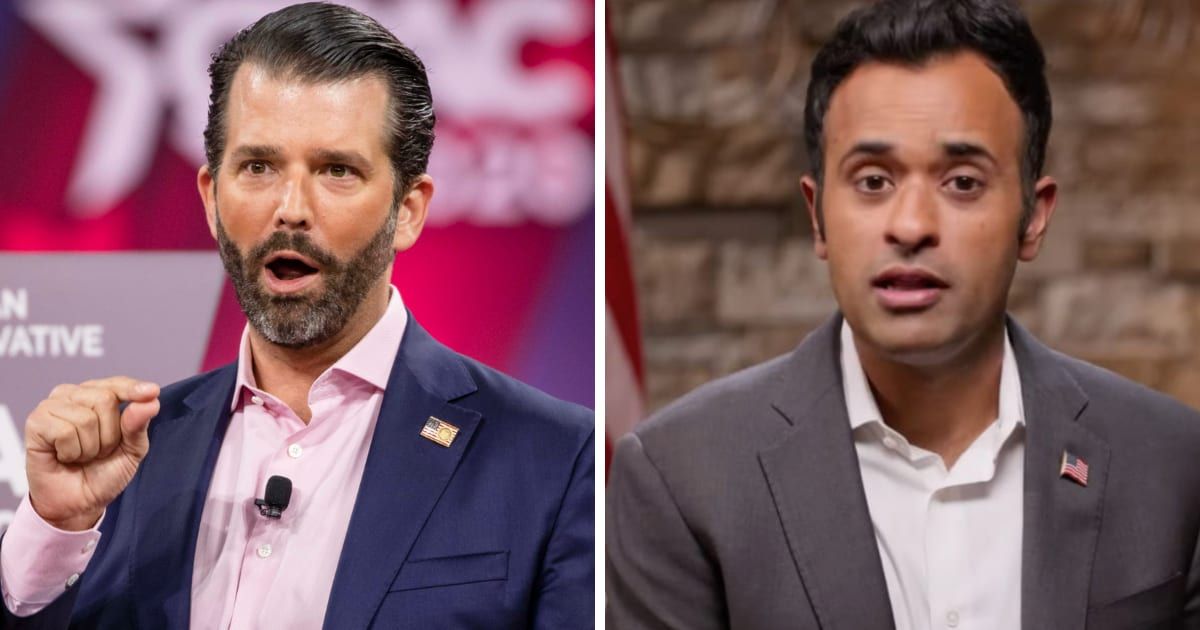 Donald Trump Jr sat down for an interview with Vivek Ramaswamy on his podcast 'Triggered' (Getty Images, Vivek Ramaswamy/YouTube)