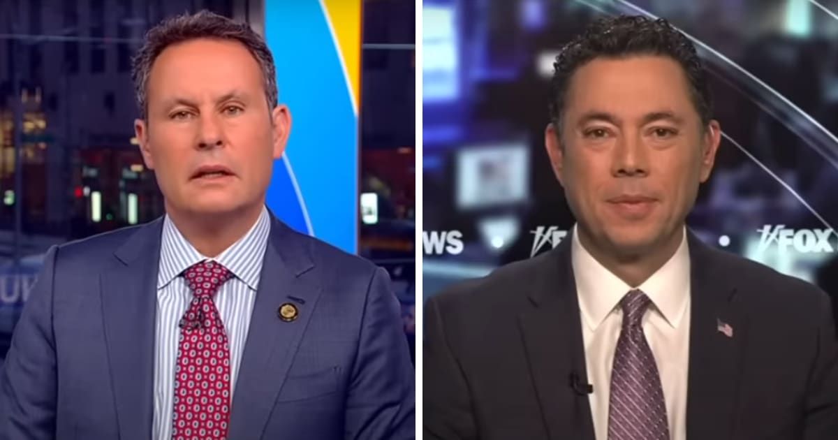 Brian Kilmeade and Jason Chaffetz discuss the suspected surveillance of MAGA supporters on the January 18, 2024 episode of 'Fox & Friends' (Screengrab/Fox News)