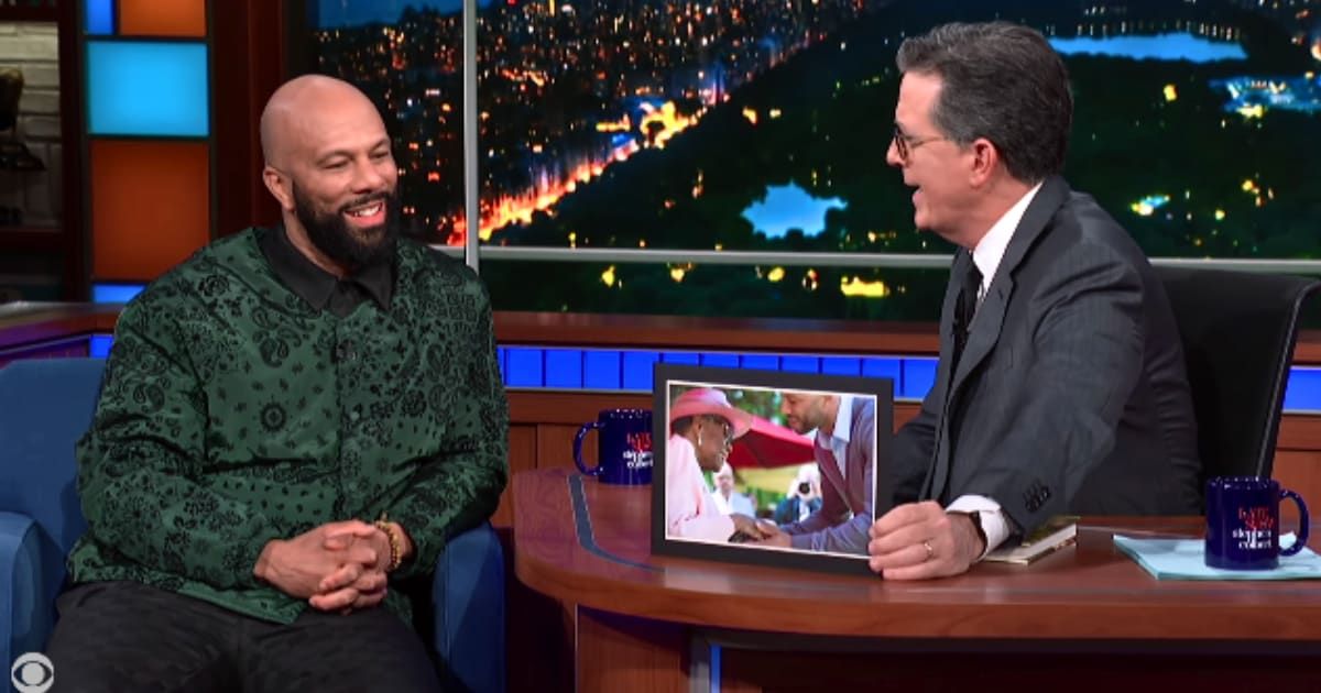 Common returns to 'The Late Show' to share who inspired him to become a writer (@ColbertLateShow/Youtube)
