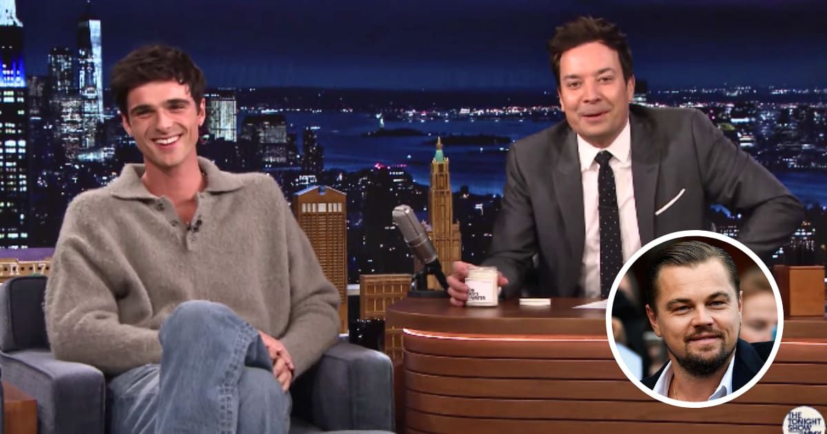 Jacob Elordi shared with Jimmy Fallon an interesting encounter when Leonardo DiCaprio (@fallontonight/Youtube; Getty Images)