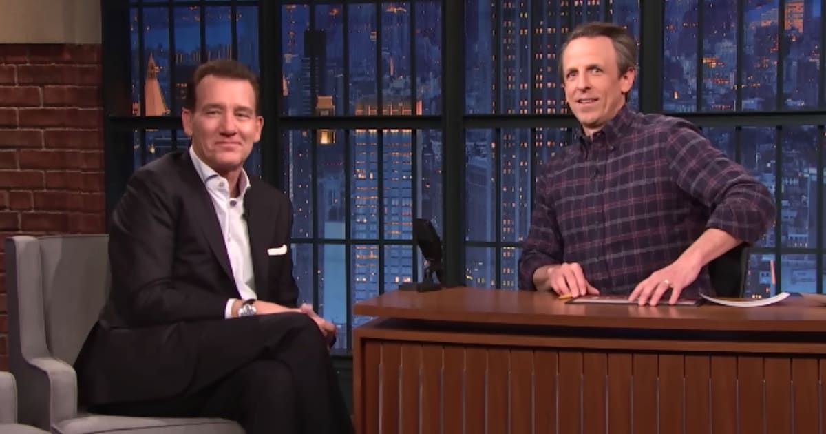 Clive Owen discusses learning French for a show and admits it didn't improve much after filming (@LateNightSeth/Youtube)