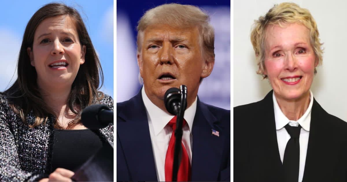 Rep Elise Stefanik defended Donald Trump, stating she did not believe E Jean Carroll's claims (Getty Images, Astrid Stawiarz/Getty Images)
