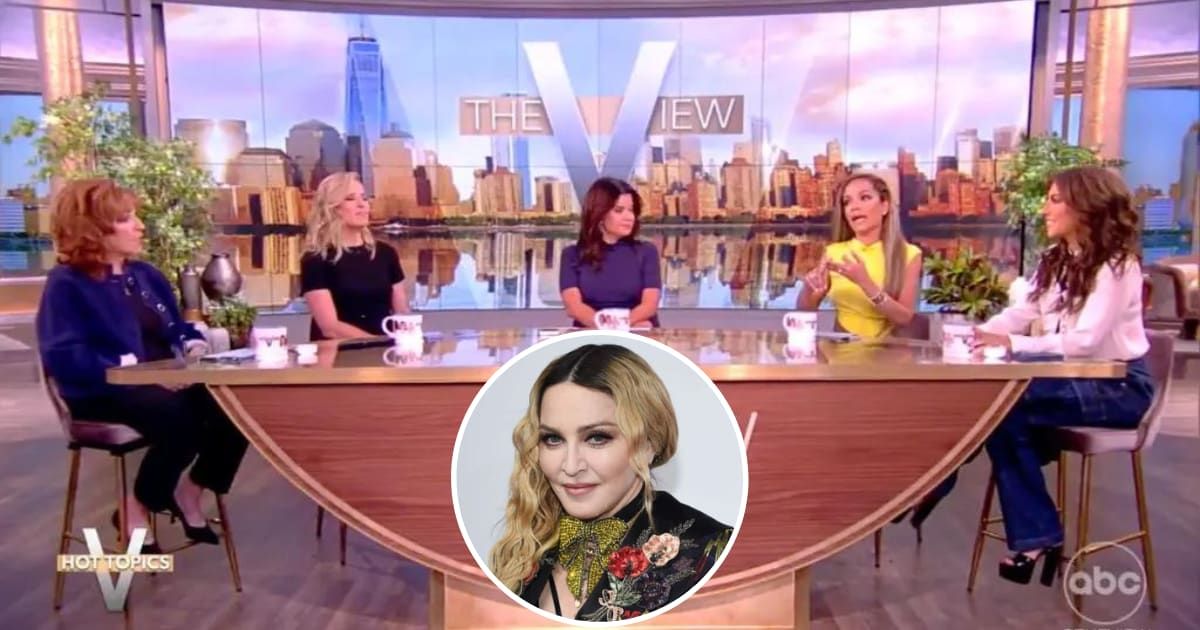 'The View' co-hosts discussing Madonna on the January 19, 2024 episode (Screengrab/@TheView/X, Getty Images)