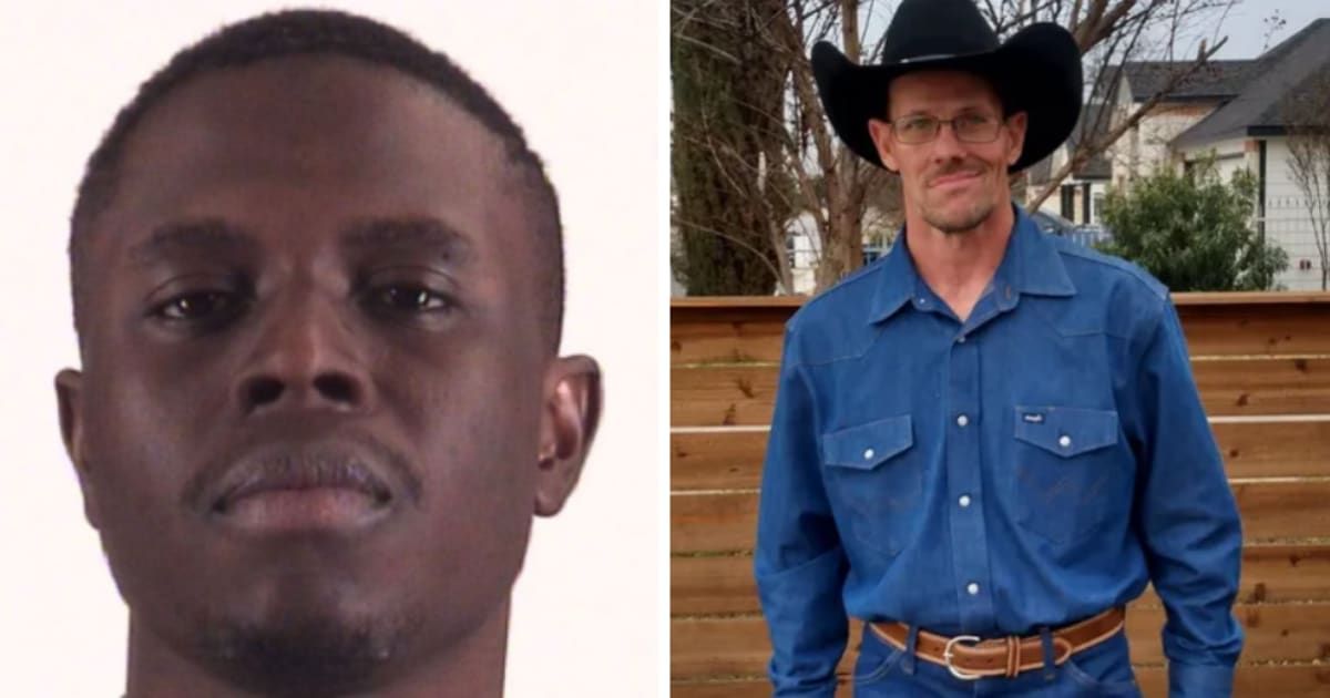 Chrisantus Omondi was taken into custody for allegedly murdering a 51-year-old delivery driver named Jackson (Tarrant County Detention Center and GoFundme)