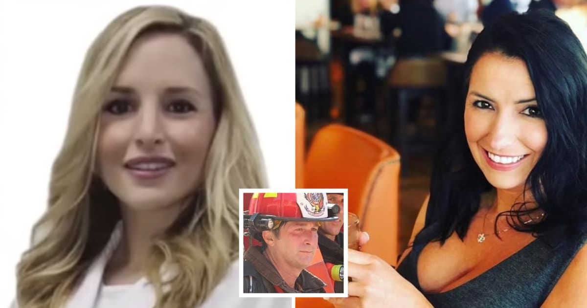 Fire chief Robert Daus' fiance Dr Sarah Sweeney (L) found dead, years after his previous fiance Grace Holland (R) 'shot herself'(KMOV/YouTube)