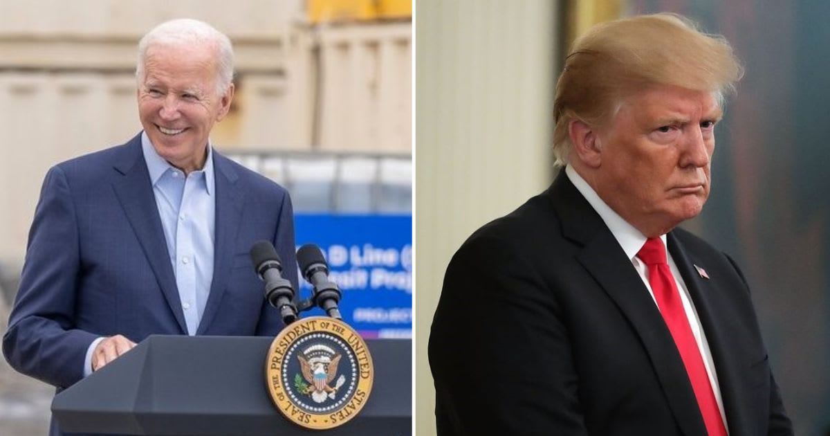 Donald Trump made a teleprompter gaffe prompting the campaign team of Joe Biden to take a jab at him (@potus/Instagram, Getty Images)