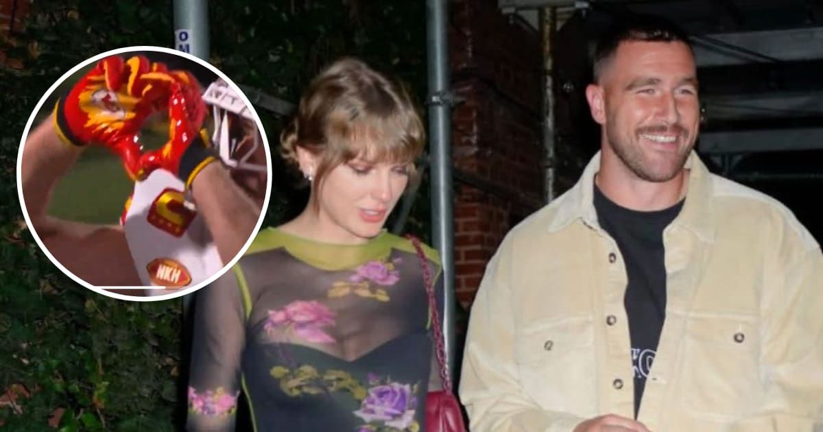 Travis Kelce reveals his hand-heart gesture was directed towards Buffalo Bills fans who reportedly booed Taylor Swift (Chase Daniel/X video screen grab, Gotham/GC Images)