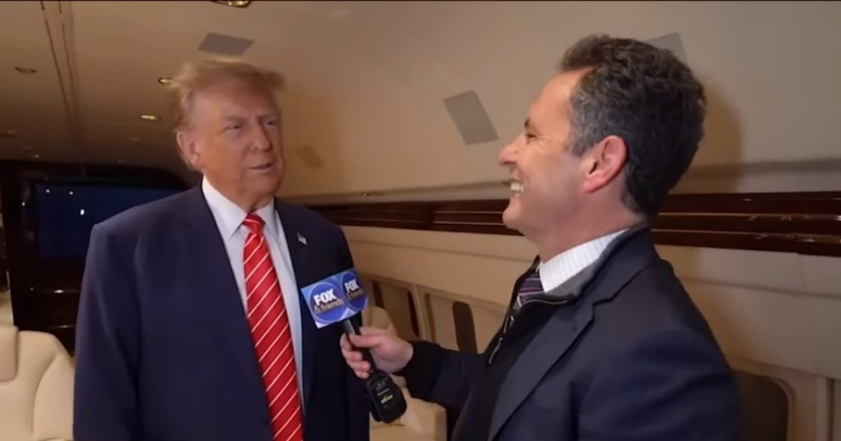 Donald Trump with Brian Kilmeade onboard his private airplane in New Hampshire (Screengrab/Fox News)