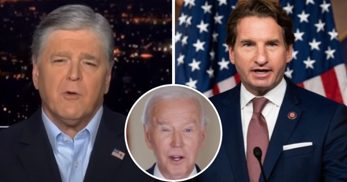 Sean Hannity reports on Dean Phillips blasting on Joe Biden (@foxnews/YouTube, @potus/Instagram, @repdeanphillips/Twitter)