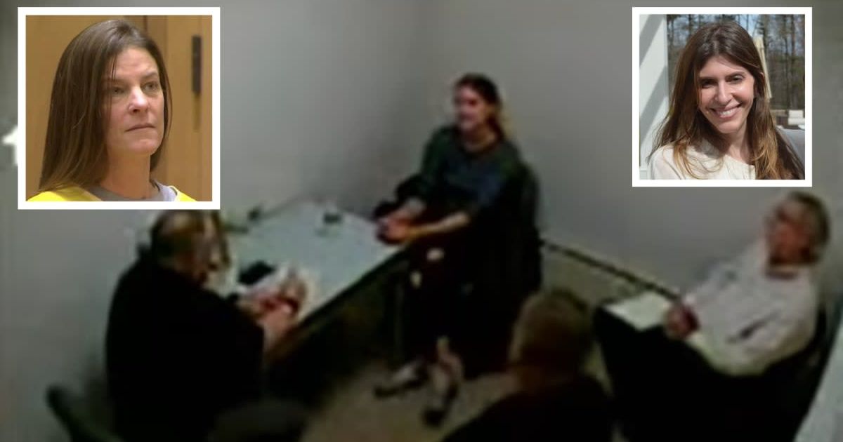 Michelle Troconis is seen in the video of her first interview with cops after Jennifer Dulos murder (Screenshot/Law&Crime)