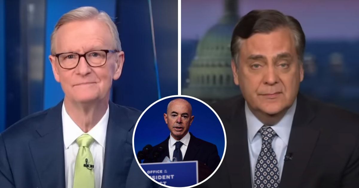 Steve Doocy and Jonathan Turley discuss the basis of impeachment proceedings against Alejandro Mayorkas on the January 29, 2024 episode of 'Fox & Friends' (Screengrab/Fox News, Getty Images)