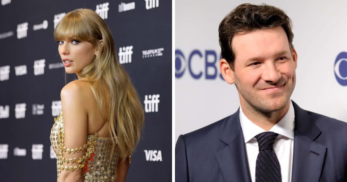 Video footage shows Taylor Swift and Tony Romo talking on the field after the Chiefs defeated the Ravens to advance to the Super Bowl (Getty Images)