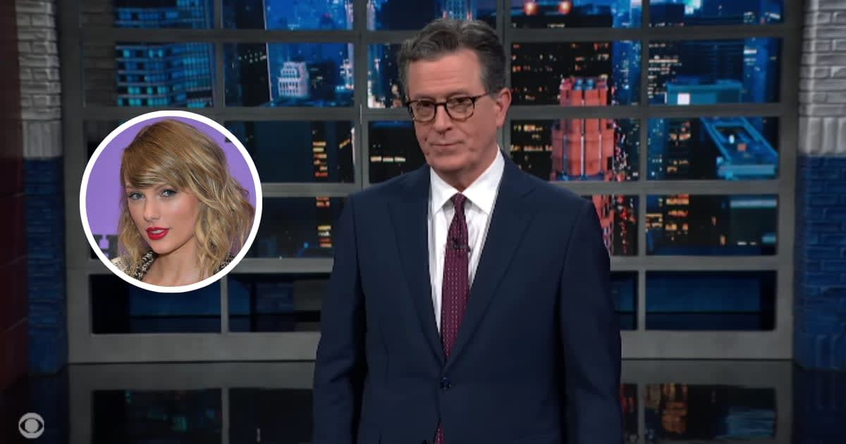 Stephen Colbert reflected on the conspiracy theories that claim Taylor Swift’s appearances are connected to the NFL being rigged (@ColbertLateShow/YouTube)