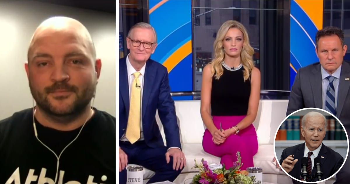 DJ Yokley talks about President Joe Biden's planned visit to East Palestine with co-hosts Steve Doocy, Ainsley Earhardt, and Brian Kilmeade on the January 31, 2024 episode of 'Fox & Friends' (Screengrab/Fox News)