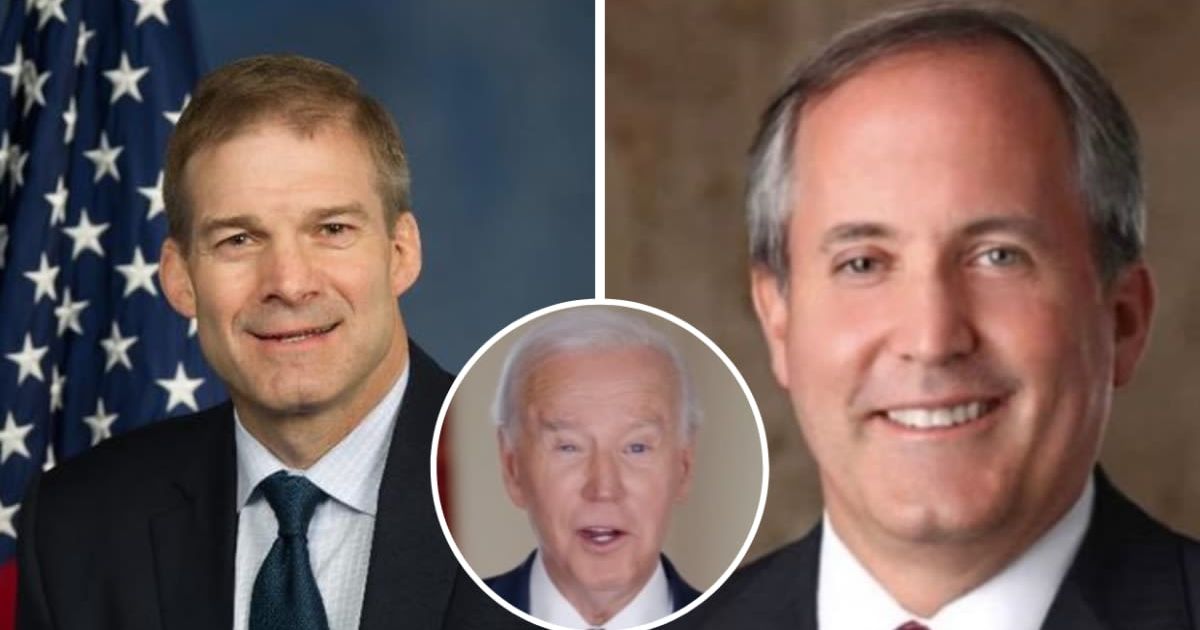 Jim Jordan and Ken Paxton joins 'Hannity' to rip Joe Biden on his actions to southern border crisis (@jim_jordan, @kenpaxtonTX/Twitter, @potus/Instagram)